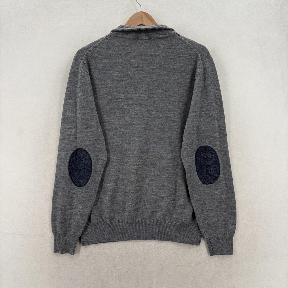 Williams & Kent Sweater Mens Medium Gray Merino Wool 1/4 Zip Argyle Pullover - Picture 8 of 12